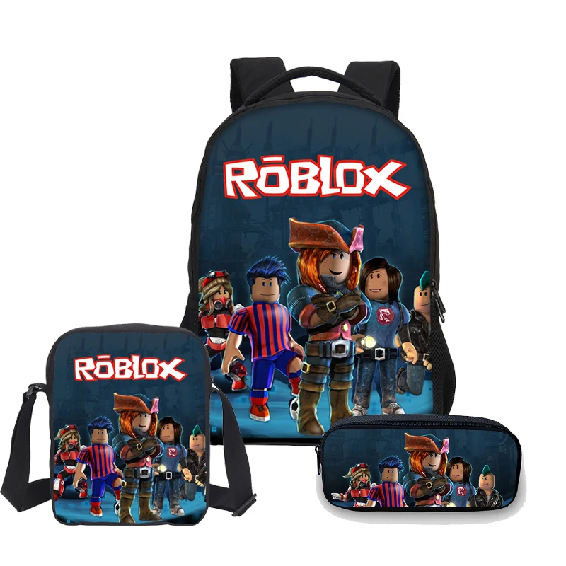 Cartoon Anime Roblox 3d Printing Backpacks 3pcsset - roblox students backpack 3d print backpack lunch box bag and pencil bag set