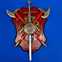 S0701 миниатюрный Меч короля Артура excлибура с двойным топором W/настенная доска Лот 3