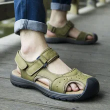 Мужские сандалии из натуральной кожи, летние сандалии из коровьей кожи, новинка для пляжа, мужская обувь, мужские сандалии-гладиаторы, 39-44, 3367