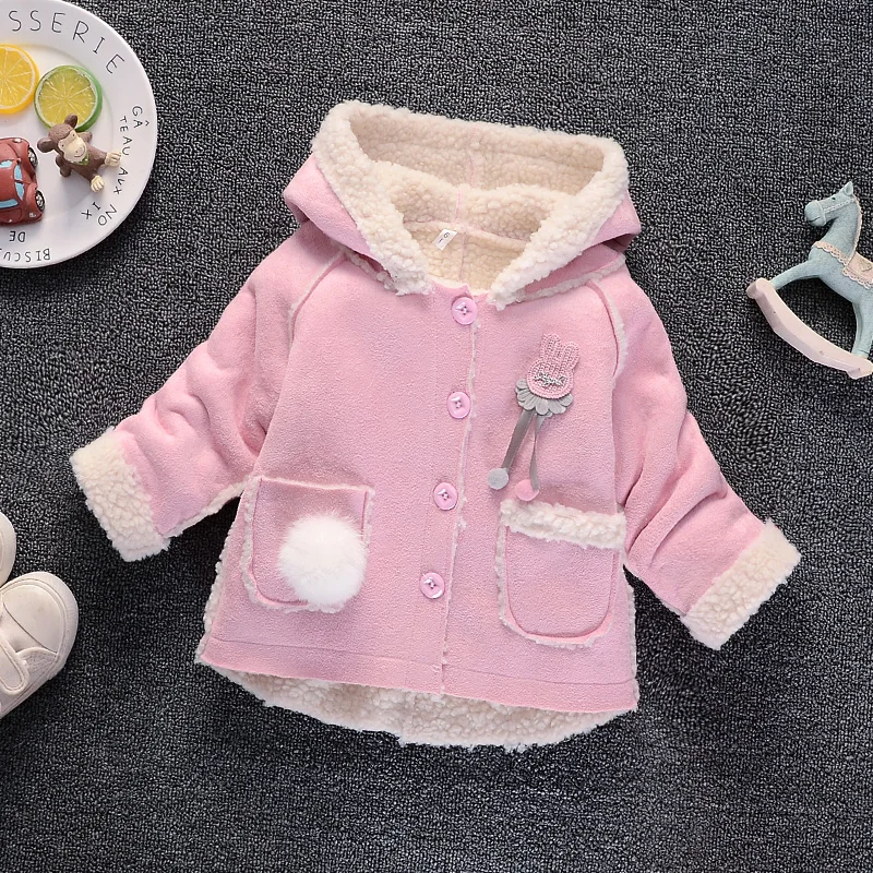 ExactlyFZ infant baby girls jackets fashion bebe cartoon fur hoodies outwear toddler children
