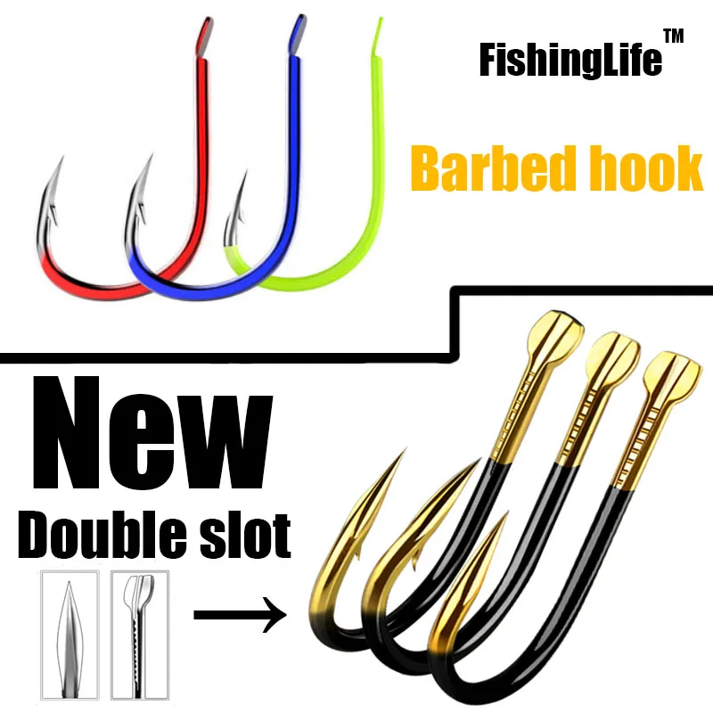 

20/50/100/pcs Fishing Hooks Fishing Tackle Durable Fishhooks Carp Barbed Hook Ocean River Lake Size3-15 Bait Lure Catfish Golden