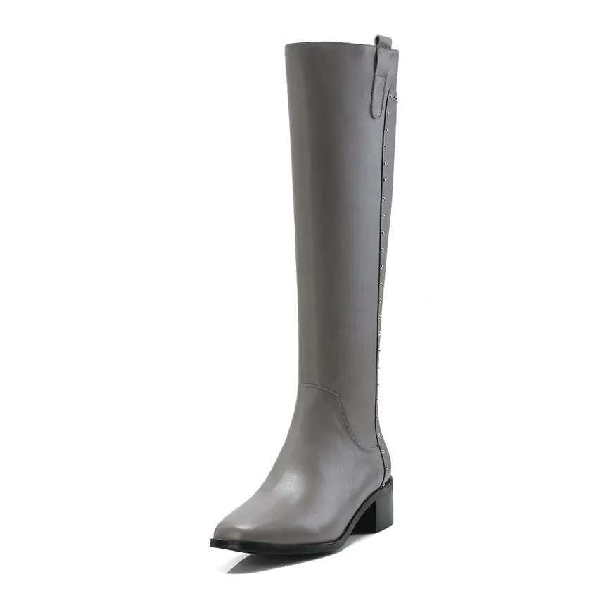 Cuadrado Alto Rodilla Elegante Nikove gris Alta Tacón 34 Balck Tamaño Moda Mujeres Zipper Botas negro De 2019 Invierno 40 Beige PqwAEqz