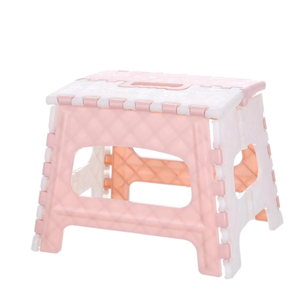 

Stool 2019 new hot multi-purpose foldable bamboo pattern stitching household storage plastic stool bearing gravity #4M08