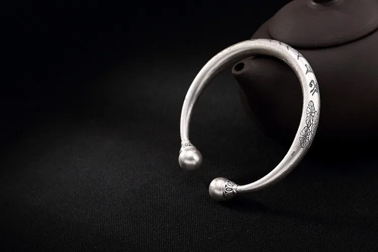 Uglyless 100% Настоящее твердое 999 Чистое серебро круглые браслеты для женщин религиозный шестисловный Открытый браслет буддизм тайское серебро