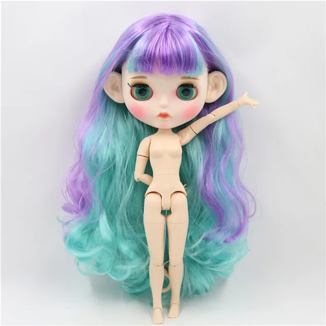 Ледяная фабрика blyth кукла 1/6 bjd белая кожа тела, новое матовое лицо резные губы с бровью индивидуальные лица, кукла с ушами - Цвет: naked doll with ears