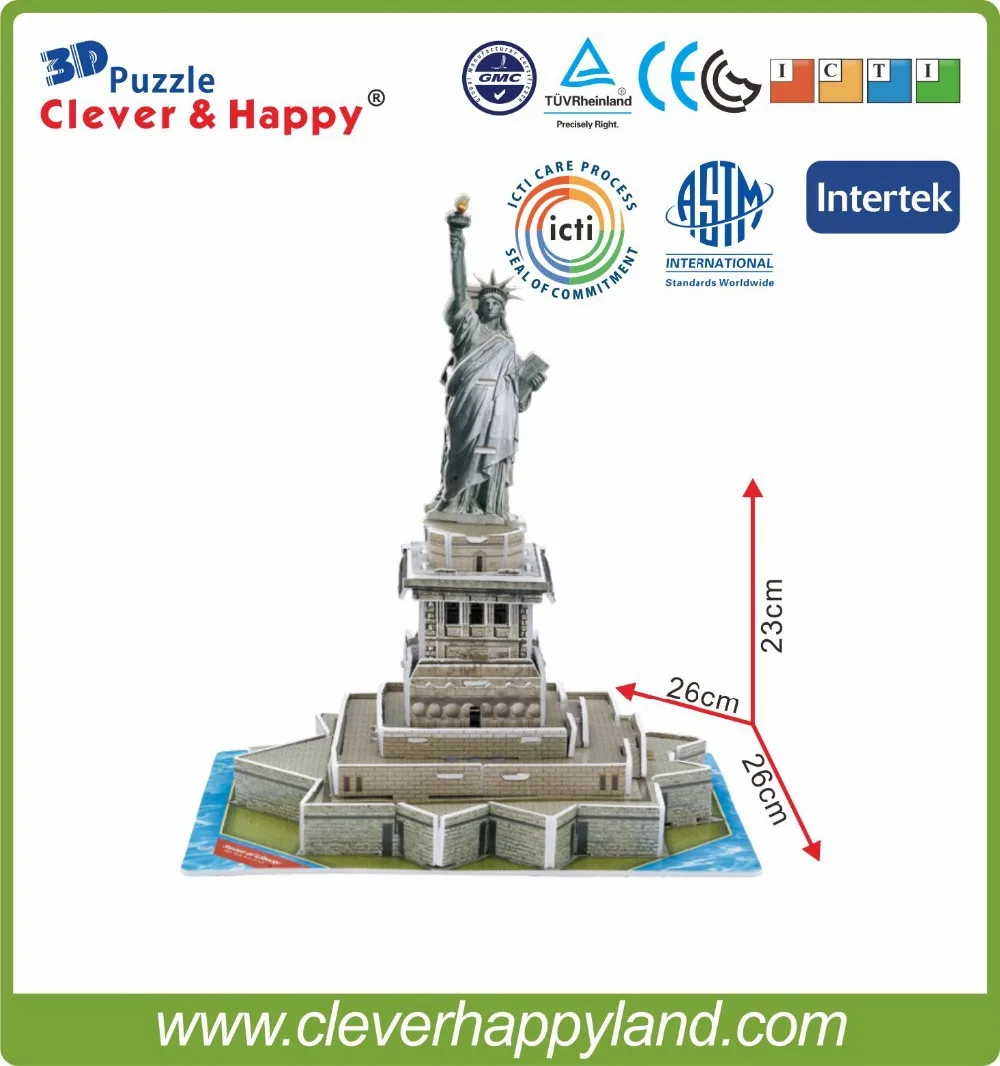 Умный и Счастливый 3d головоломка модель Статуя Свободы diy модель для мальчика бумаги обучения и образования