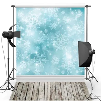 

Blue Snowflake Wall Wood Floor photo backdrop Vinyl cloth High quality Computer print party photography studio background