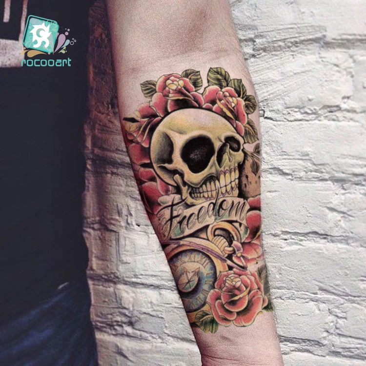 LC-811/Большая татуировка стикер крутой Хэллоуин Поддельные руки рукав Ужас Череп разрабатывает Временные татуировки для мужчин руки