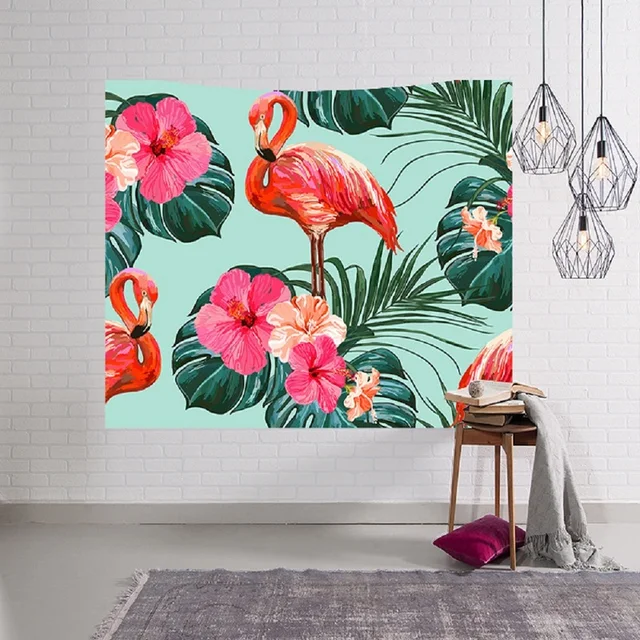 Flamingo Növények Falfüggő Gobelin Otthoni Dekoratív Fal Takaró Kárpitok Ágytakaró Jóga Szőnyeg Tengerpart Dobás Törülköző