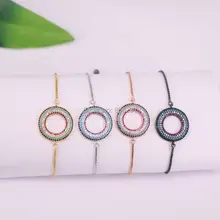 10 шт. микро проложить CZ Циркон круглый разъем бисера макраме Регулируемая цепочка-браслет ювелирные изделия подарок