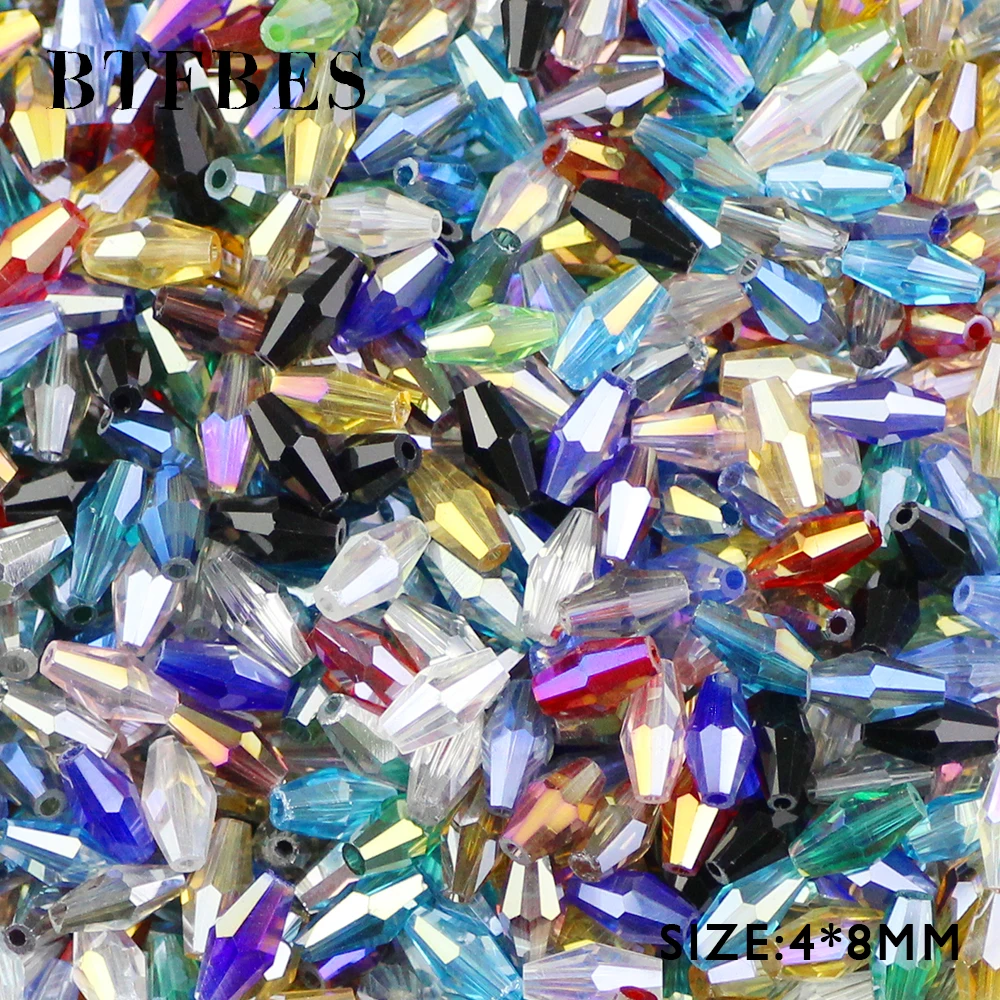 BTFBES длинные Биконусы граненые Австрийские кристаллы разделительные бусины 100 шт 4*8 мм Высокое качество стекло ручной работы для изготовления ювелирных браслетов своими руками