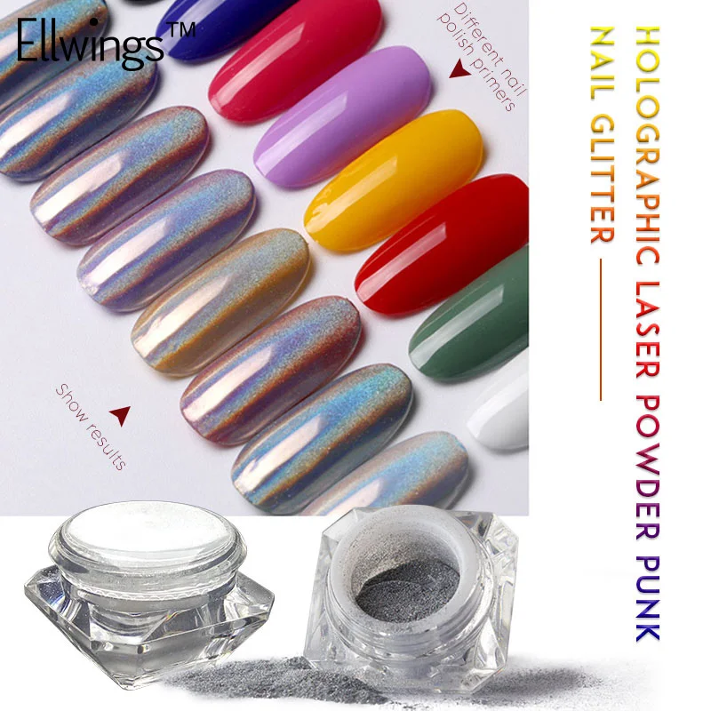 

Ellwings 1PCS Colorful Rainbow Shinning Chrome Pigment Dust Holographic Nail Manicure Neon Nail Art Decorations
