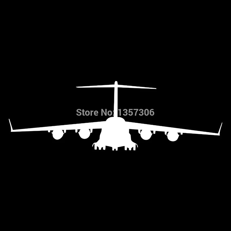 

HotMeiNi Aircraft Front View Car Body Window Car Stickers Truck Bumper Auto SUV Door Vinyl Decal Decoration Black/Sliver a00408