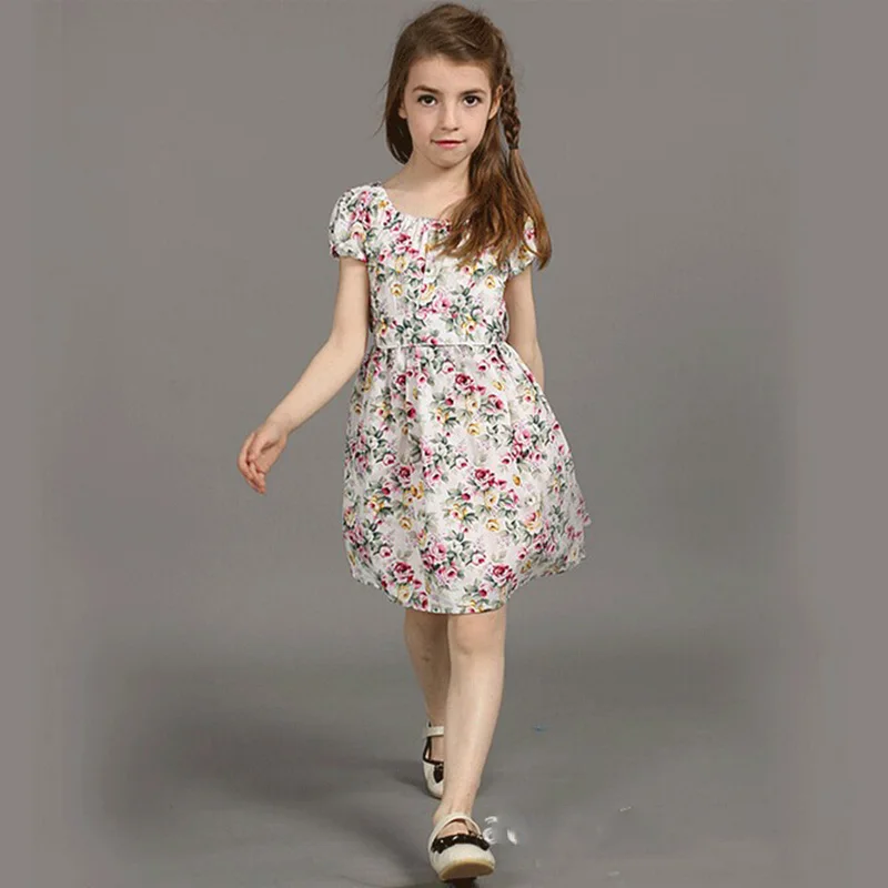 Baby Girl Dress 2017 Summer Children Short Sleeves Floral Dresses Kids ...