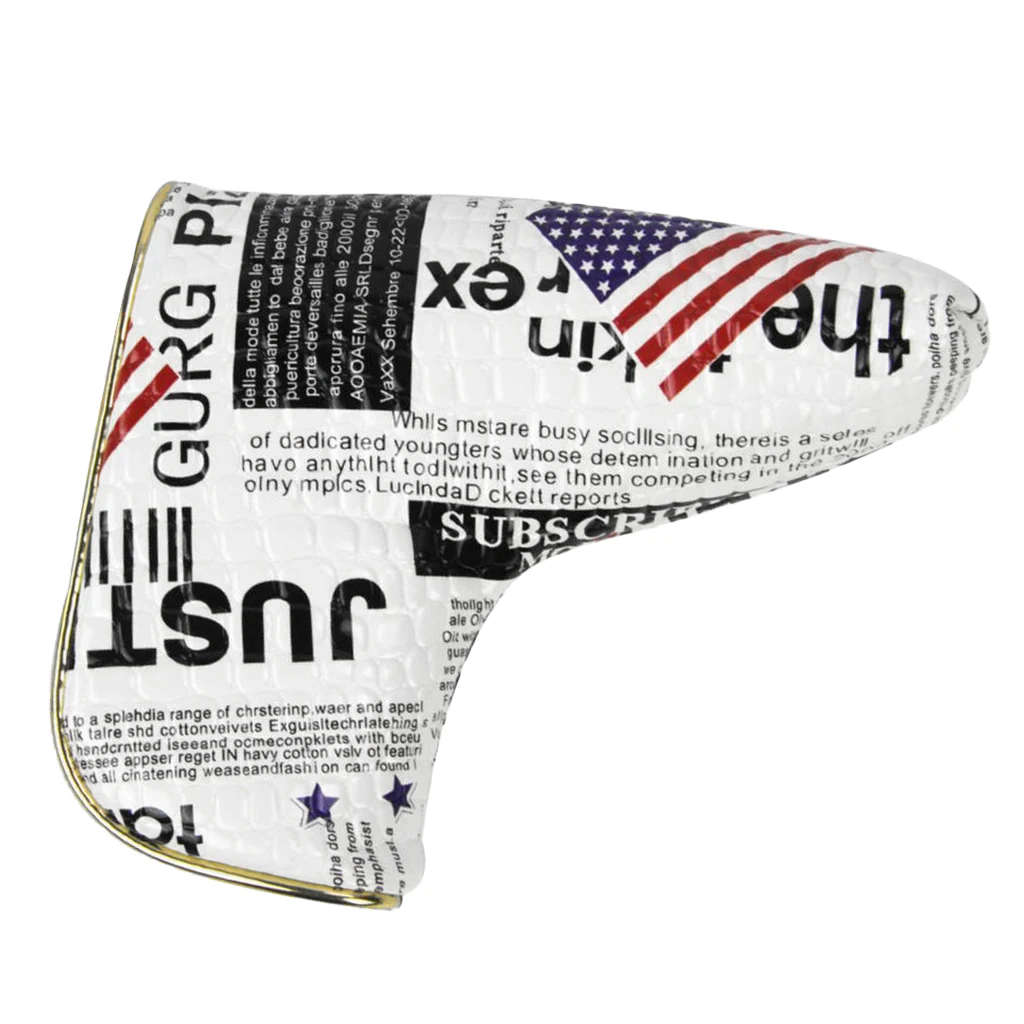 Perfeclan Vintage Golf Cover Blade Putter Headcover Protective Bag Sleeve with Magnetic Closure USA Flag Newspaper Image