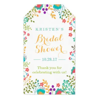 

2x3.5inch Summer Bright Cute Flowers Bridal Shower Thank You Gift Tags