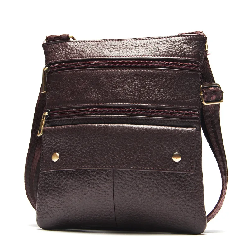 

Genuine Leather men's bag casual retro vertical multi-layered partition exquisite suture decoration men Shoulder & Crossbody Bag