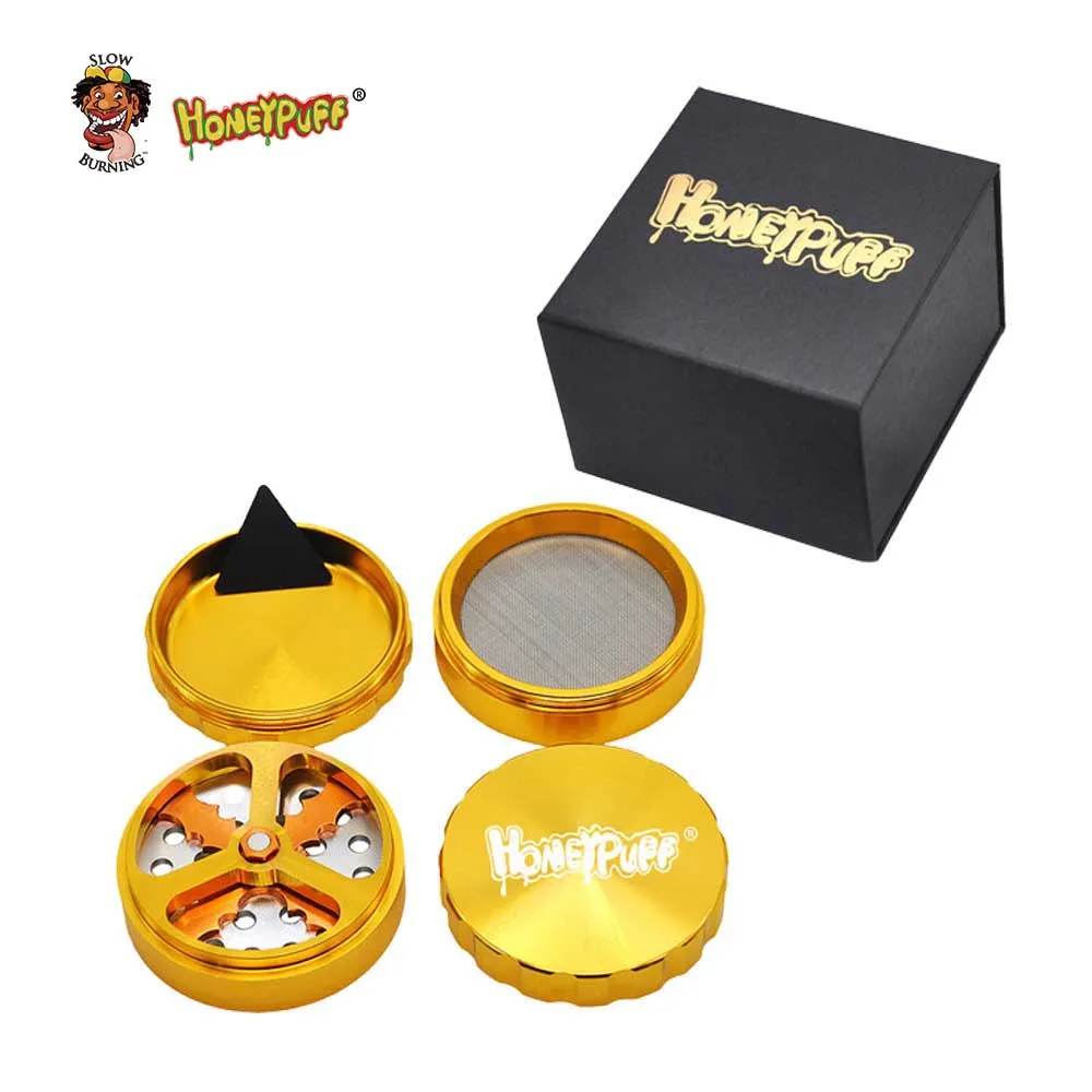 HONEYPUFF Алюминий сухой травы точильщика с режущие лезвия для специй машинка