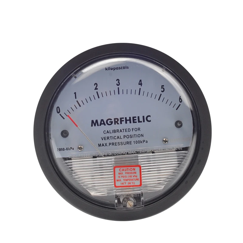 

0-6KPA Micro Differential Pressure Gauge High Precision 1/8 "NPT Round Type Pointer Instrument Micromanometer TE2000