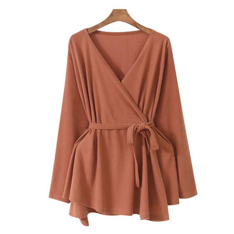 

2017 Women Cardigans Autumn Spring Long Sleeve Soft Loose Belt Coat Plus Size elastic4 Color Casual Irregular OutWear ZD1129