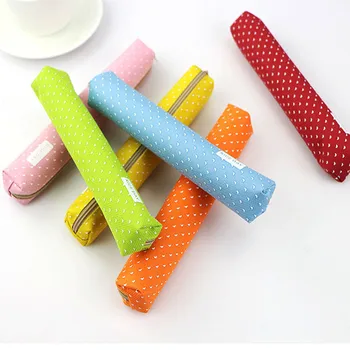

1Pcs Canvas Candy Dot Zipper Pencil Cases School Supplies Kids Stationery Pencil Bag Pen Box Free Shipping