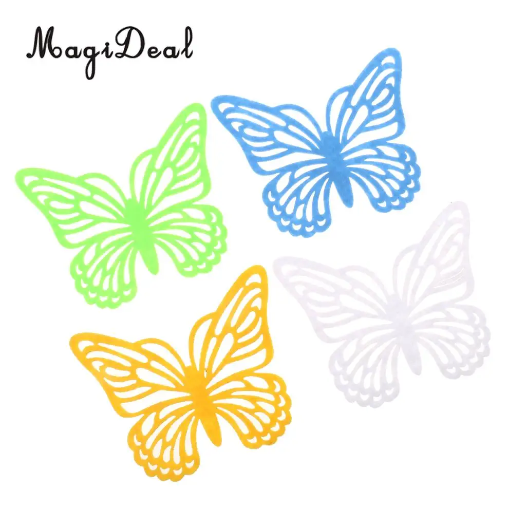 4 Pieces Multicolor Wedding Easter Butterfly Coasters Coffee Tea Cup Mug Mat Kitchen Table Decoration 12 x 10 cm