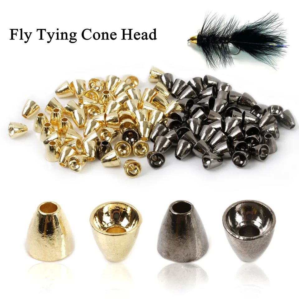Maximumcatch 25pc Tungsten Fly Tying Cone Head Black Nickel/Gold Fly