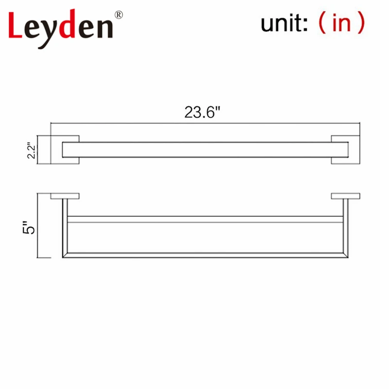 Leyden 304 квадратная вешалка для полотенец из нержавеющей стали двойная