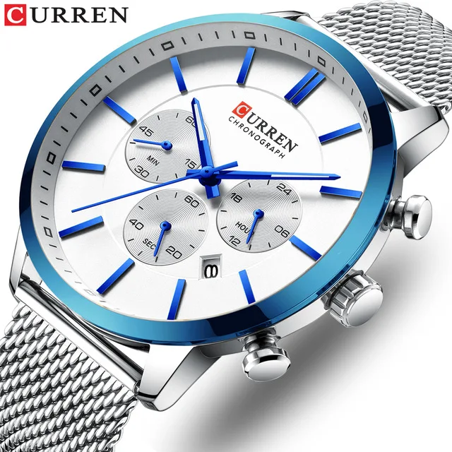 

CURREN Watch Men Fashion Business Watches Men's Casual Waterproof Quartz Wristwatch Blue Steel Clock Relogio Masculino