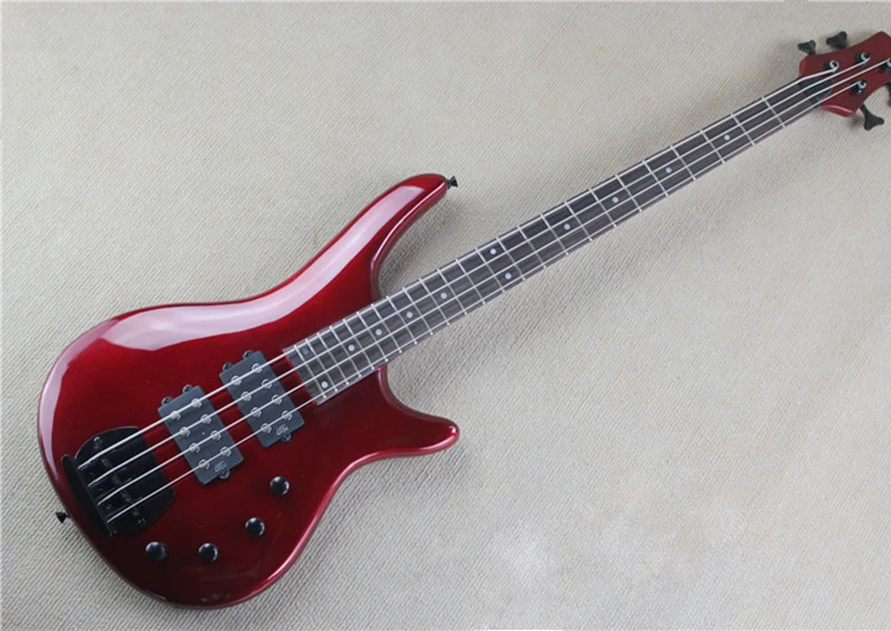 

Red 4 Strings Electric Bass Guitar with Active Circuit,2 Pickups,24 Frets,Rosewood Fretboard,offer customized