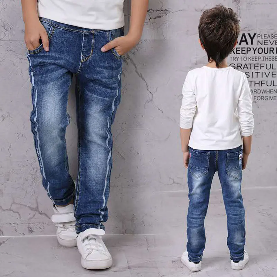 Одежда для маленьких мальчиков, джинсовые штаны с эластичной резинкой на талии, весенне-осенние штаны для малышей, брюки для мальчиков, детские джинсы для 4, 6, 8, 10, 12, 14 лет - Цвет: 36063