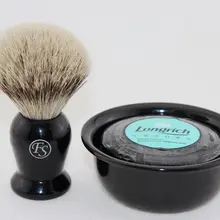 FS-черный набор для бритья/комплект, Лучший Барсук(P) Щетка для волос 20 мм,#7 черная керамическая чаша,#5 Longrich мыло,# S2016119