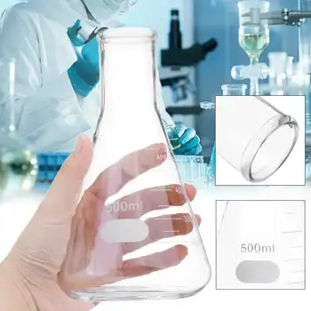 

500ml Clear Conical Flask Erlenmeyer Chemistry Laboratory Borosilicate Glass Transparent flask