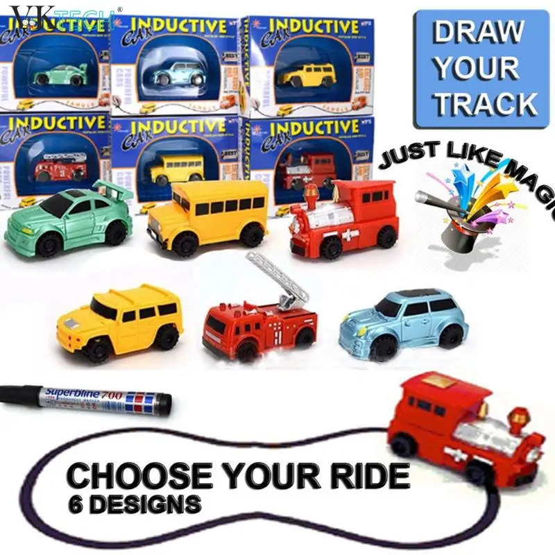 cheap Magic Vehicles Toys Inductive Automatic Follow Line Car Toy Creative Novelty Induction Cars Construction Trunk Kids Gift Toys