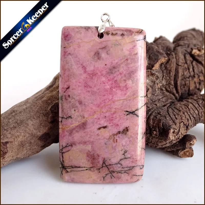 

Natural Stone Real Rhodonite Stone Bijoux Vintage Diy Beads Pendant Costume Jewellery Women's Charm Necklace with Gift Box ZS471