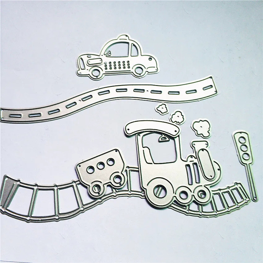 Новая Автомобильная железная дорога Набор для резки металла Хэллоуин Ремесла Изготовление скрапбукинга металлические штампы Alinacrafts рождественские заготовки - Цвет: Silver