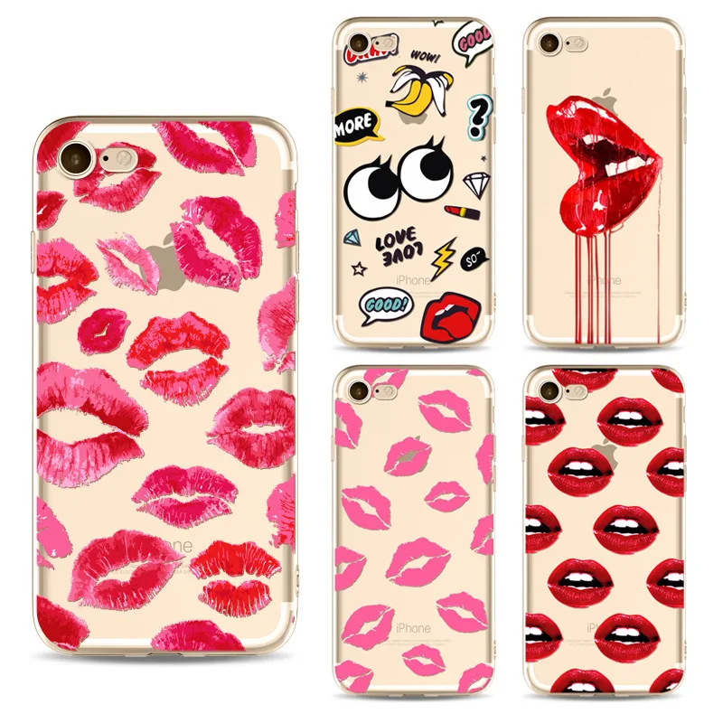 Red Lips Lady Girl Cases For Apple iPhone 7 7 Plus 6 6s Plus