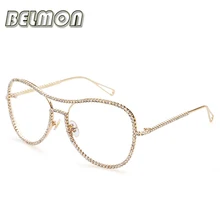 Оправа для очков, женские оптические Стразы для глаз, очки для женщин, прозрачные линзы, Женский бриллиант Armacao de RS144