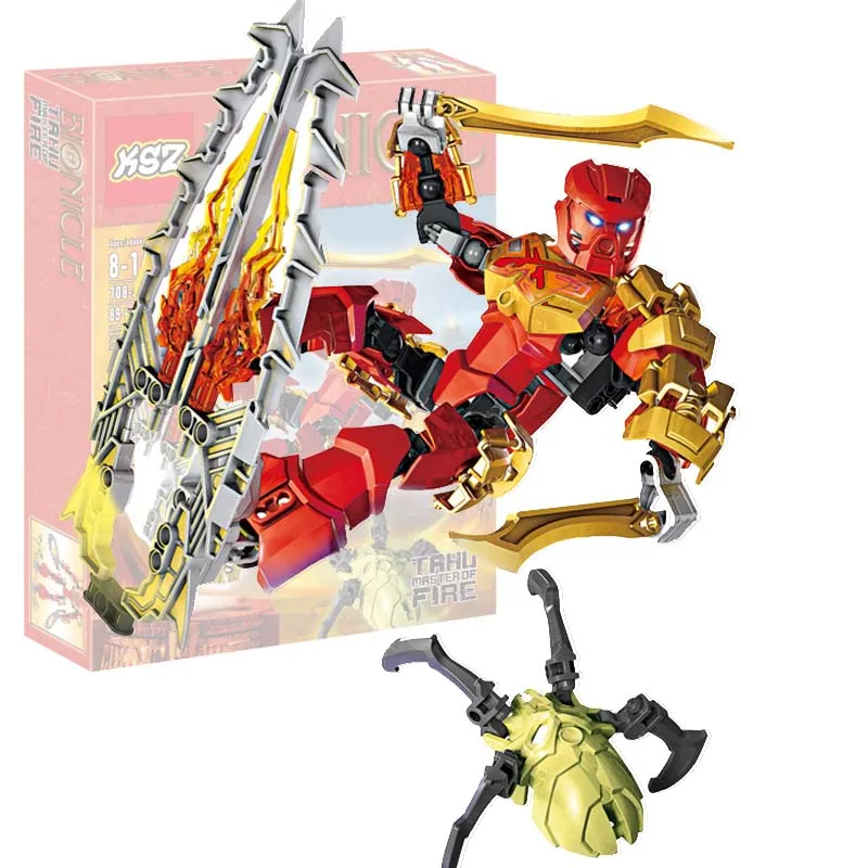 

Bionicle 708-3 Tahu Master Of Fire Action Figure Building Block Brick Toys Compatible With Legoings 70787 70788 70789 70790