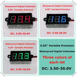 RD синий/зеленый/красный светодиодный дисплей 0,56 "точность переменной цифровой вольтметр DC3.5-30V автомобиля водонепроницаемый измеритель