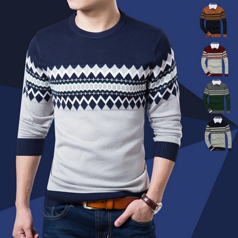 Vêtements jaune Manches Nouveaux Mince rouge Casual Manteau Chandail Modèles À Pull Mode Col De Chandails Dark vert Automne Hommes Rond Longues Blue ZxB1qppw
