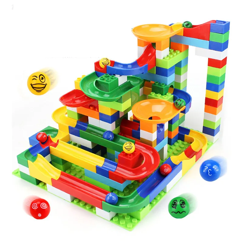 

Children Toys DIY Building Blocks Marble Race Run Maze Track Balls Construction Blocks Tunnel IQ Game Education Toy Kids Gift