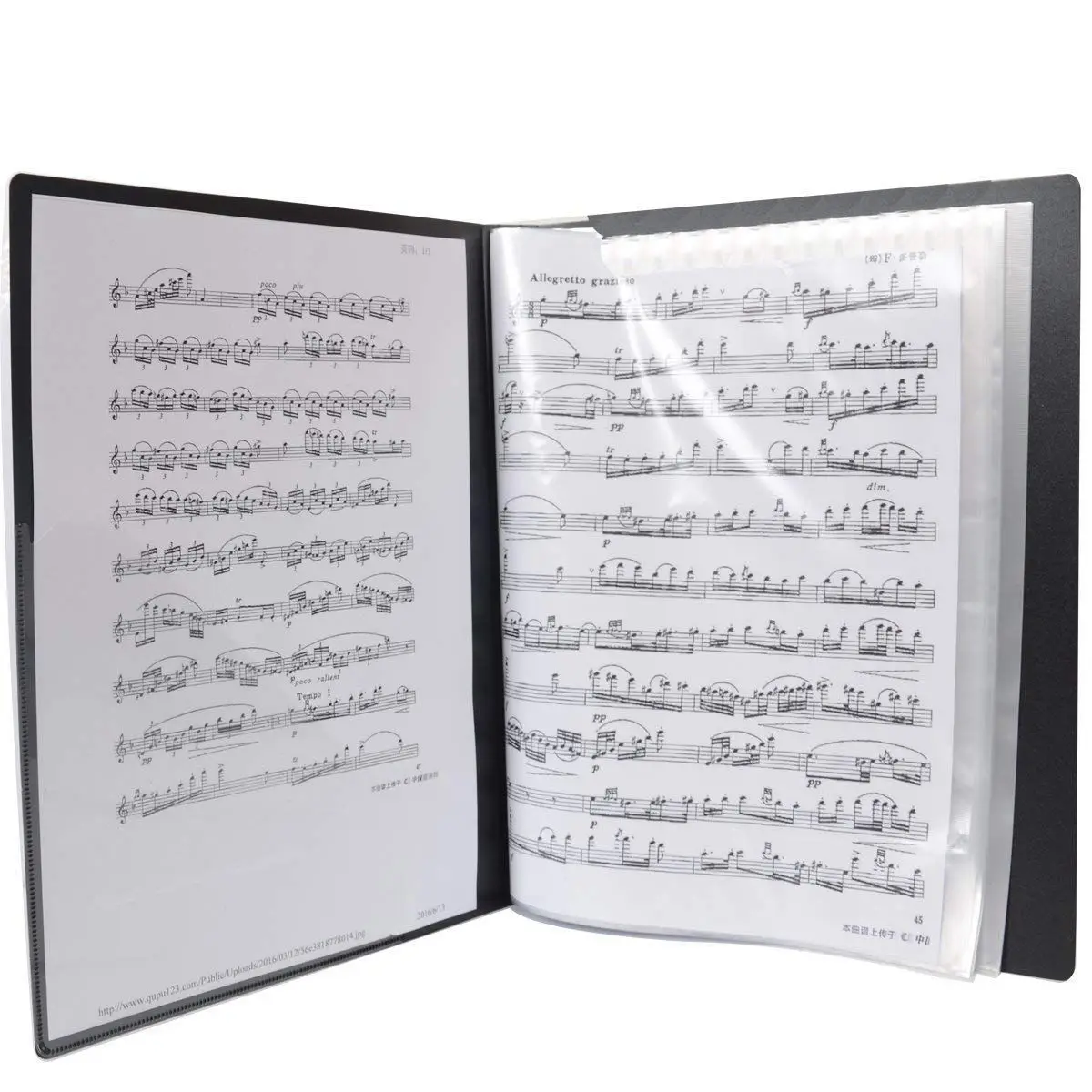 Музыкальный лист файл бумаги документов хранения Папка Держатель ПВХ. A4 размер, 40 карманов (черный)