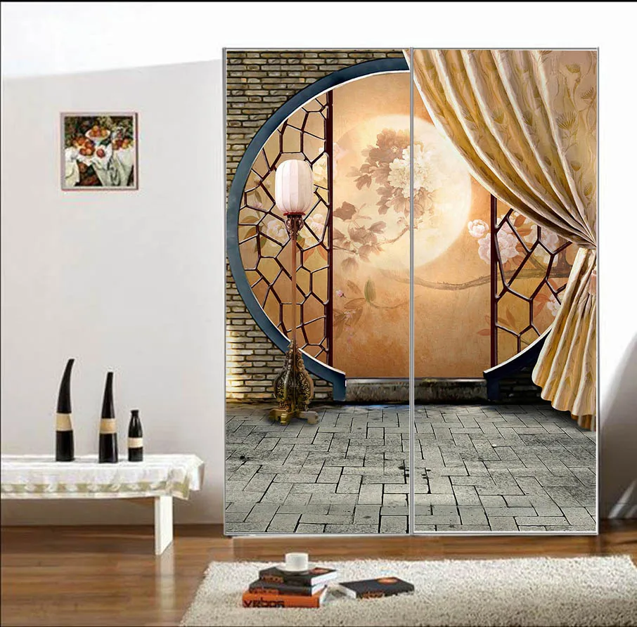 Free Shipping Glass Bathroom Sticker Wardrobe Sliding Doors