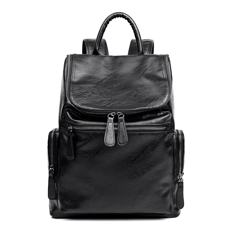 

Fashion Men Backpack Soft Leather Teenager School Bags Casual Travel Bag Laptop Backpack High Quality Man Backpack Shoulder Bag