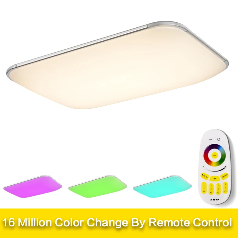 

2019 Lustres De Sala Plate Led Ceiling Light 2.4g Rf Remote Group Controlled Dimmable Colorful Rgb Lamp For Living Room Bedroom