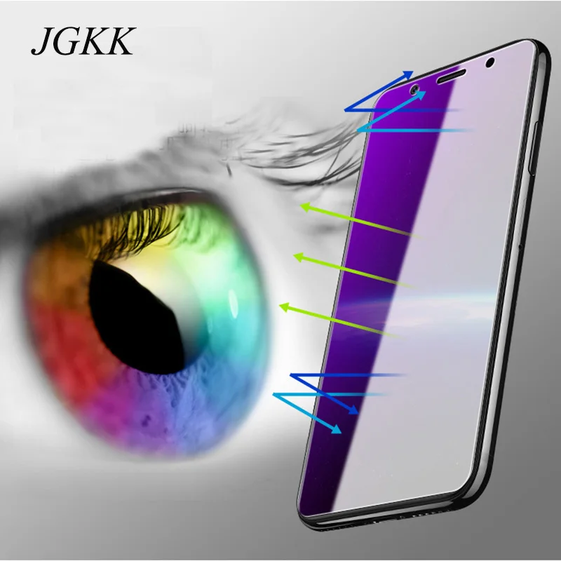

JGKK Anti-blue Purple Light 2.5D Tempered Glass For Vivo V9 For Vivo X21 X20 Plus X9 X9S Plus Protective Screen Protector Film