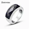 ZORCVENS Fashion Black/Blue/Red Stone Ring With High Quality Stainless steel For Women Luxury Ring High Polishing ► Photo 2/6