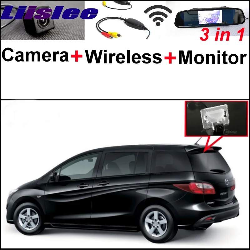 

3 in1 Special Rear View Camera + Wireless Receiver + Mirror Monitor Easy DIY Back Up Parking System For Mazda 5 M5 2010~2015