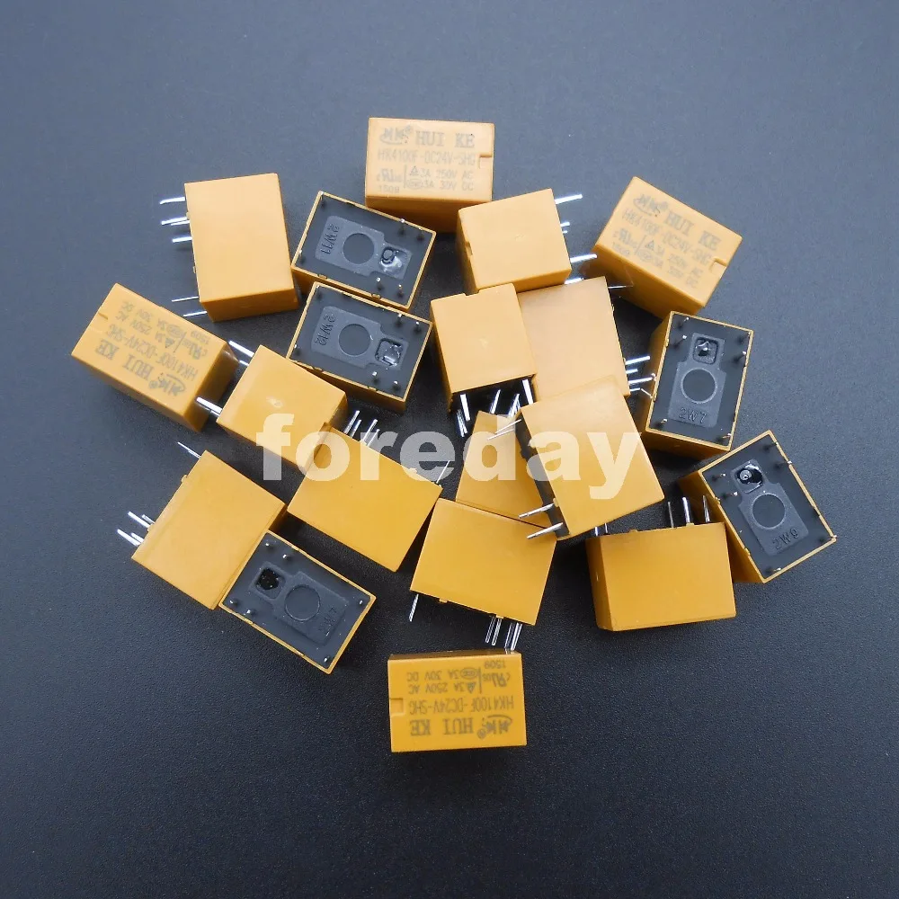 100 шт. Новинка желтое реле мощности 6 PINS HUI KE HK4100F DC24V SHG 3 5 12 24V В постоянного тока в 24 *